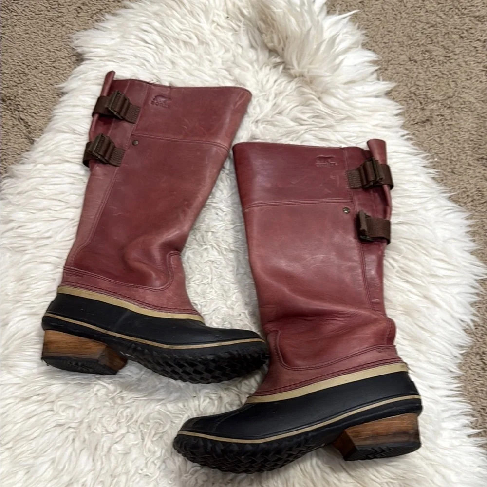 Sorel Slimpack Tall Equestrian Riding Boots‎ Womens Sz 6 Leather Muck Rain Snow